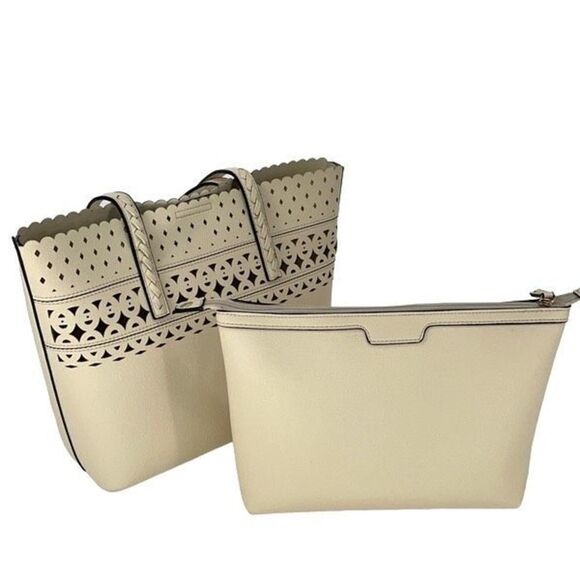 Womens Cream Sylviee Cut-out Detail Leather 2 Handle HandBag One‎ Size - Picture 1 of 5